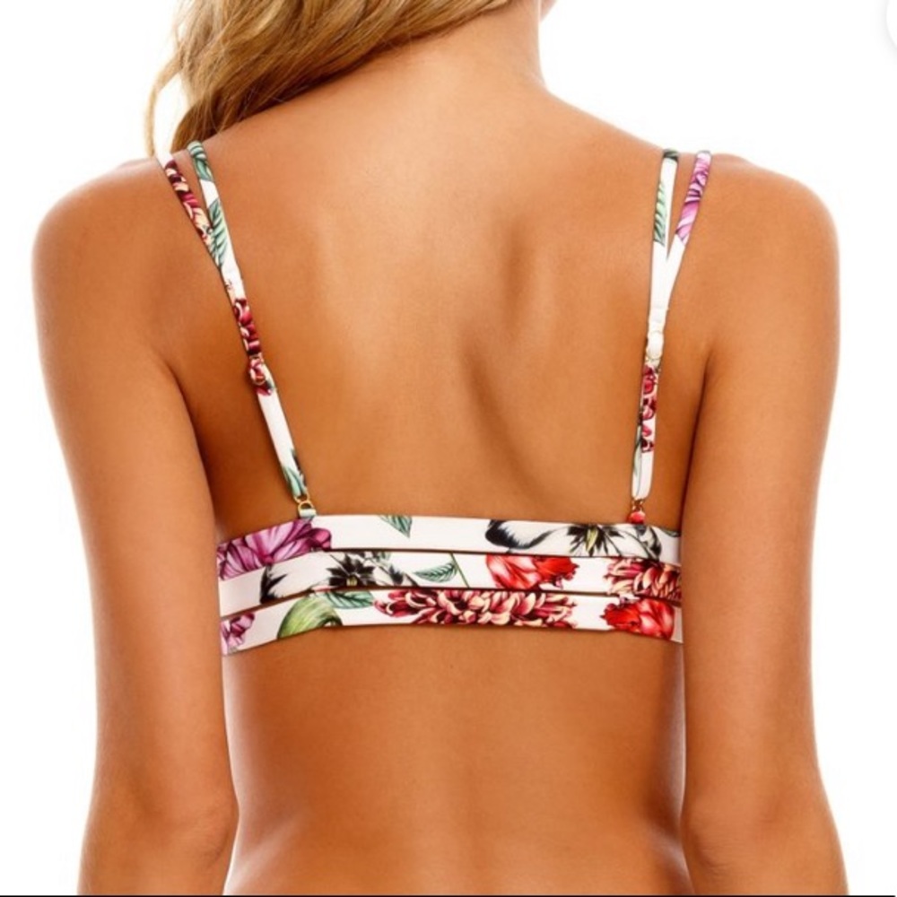 Agua Bendita Floral Lace-Up Bikini Top - Picture 3 of 10